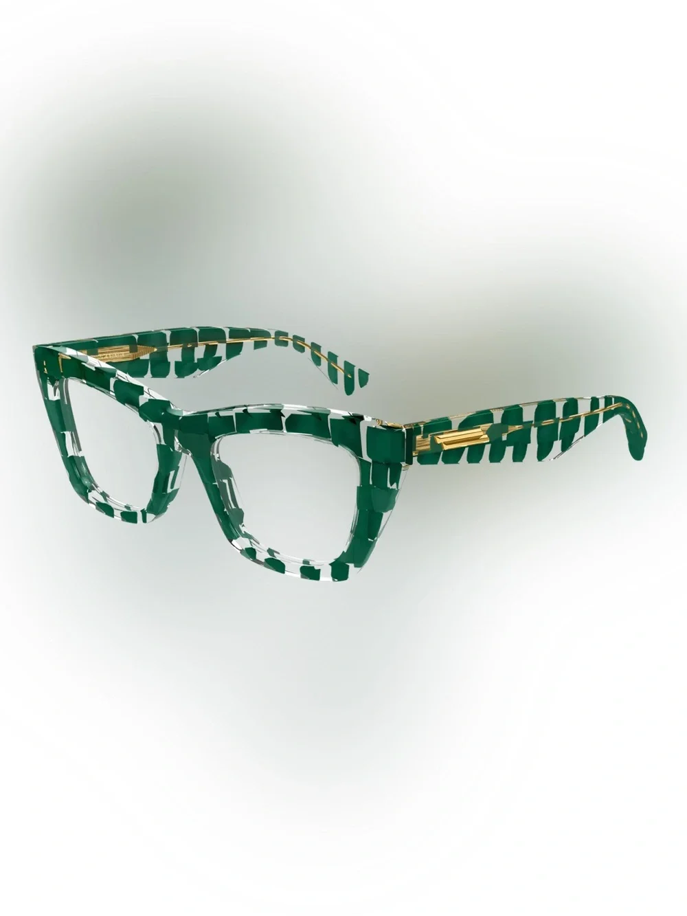 Bottega Veneta BV1215O Green Patterned Smart Glasses Frame - NEW